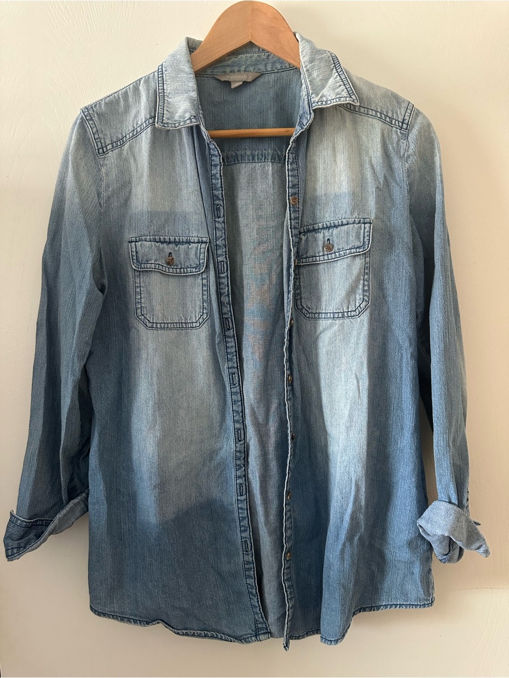 Rubbish Light Blue Denim Button-Down Shirt
